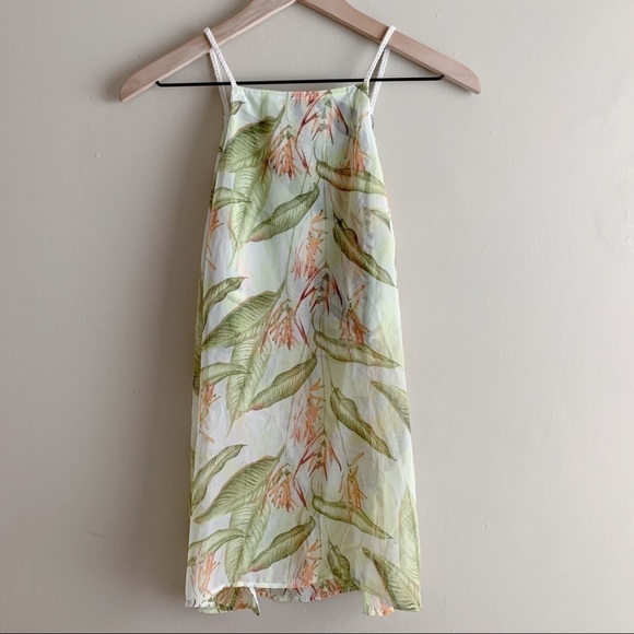 BCBGeneration • Tropical Print Sheer Overlay Top in Green and Orange, Size‎ XS - Picture 11 of 14